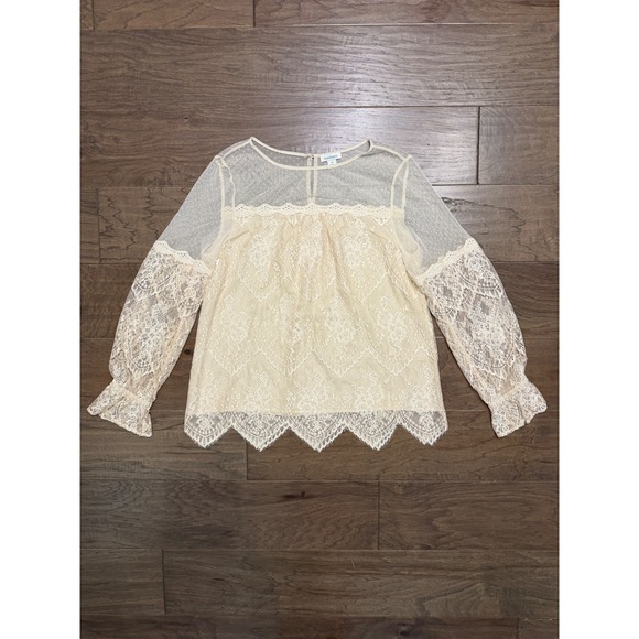 Sundance Tops - Sundance Lace Blouse Womens M Cream Rayon Floral Sheer Romantic Boho Top
